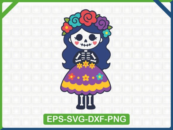 Cute Skeleton Girl SVG Design for T-Shirt Graphics & Branding