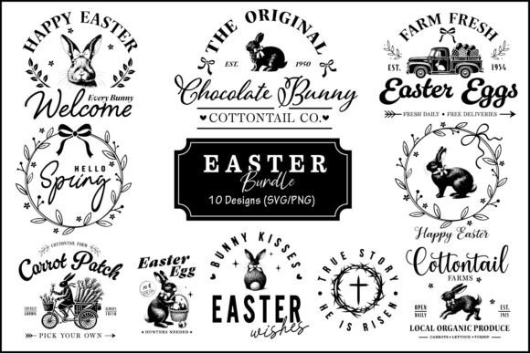 Easter Rabbit SVG Bundle Spring Graphics T-Shirt Designs
