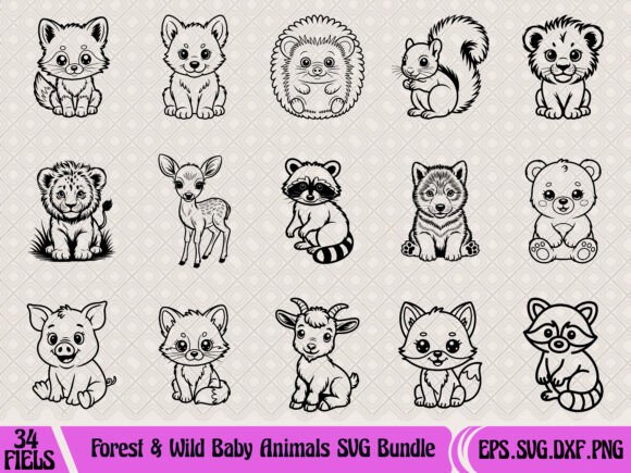 Forest Wild Baby Animals SVG Bundle: Graphics & T-Shirts