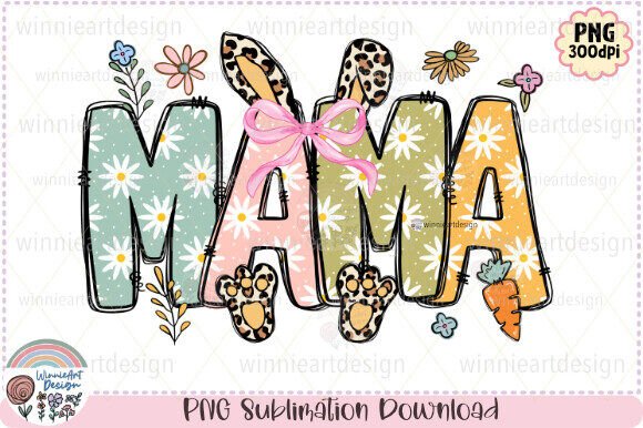 Mama Bunny Easter Spring Daisy Flower T-Shirt Graphics