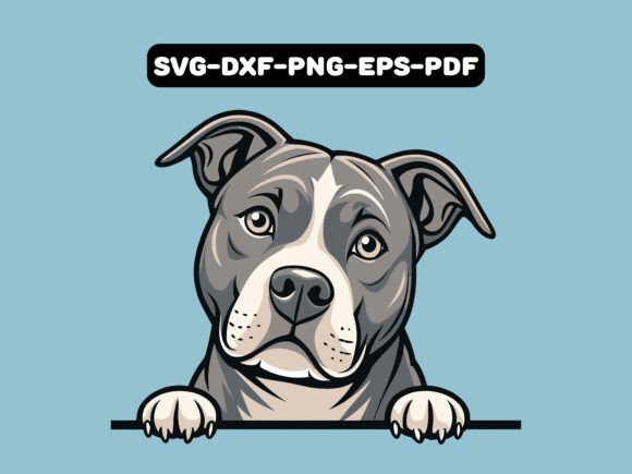 Peeking American Pit Bull Terrier Dog Graphic T-Shirt Design