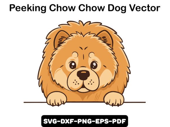 Peeking Chow Chow Dog Vector for Embroidery