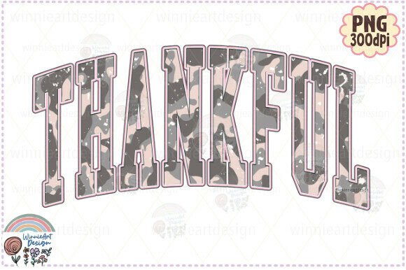 The Camo Thankful Retro PNG: Bold Graphics for T-Shirt Designs
