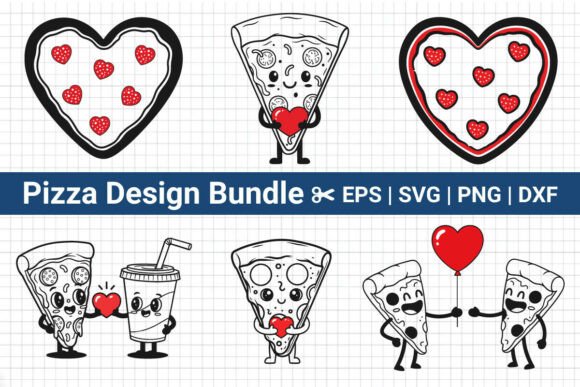 Valentine Pizza Love SVG: Heart Graphics for T-Shirt Designs
